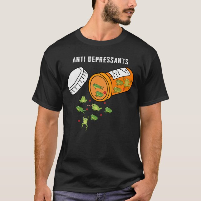 T-shirt Anti-dépresseurs Pils Green Frogs Animaux (Devant)