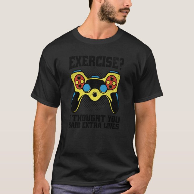 T-shirt Anti Exercice Gamer PC Gaming Console Gaming Retro (Devant)