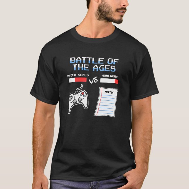 T-shirt Anti-Homework Inspiré Homework Vs Jeux Vidéo Rel (Devant)