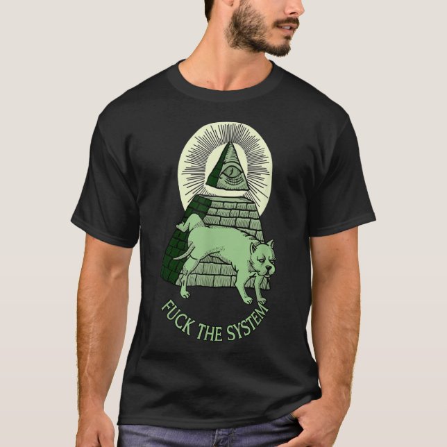 T-shirt Anti Illuminati NWO Voir tous les yeux Pyramide Ma (Devant)
