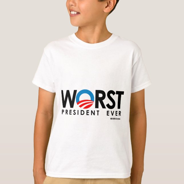 T-SHIRT ANTI-OBAMA - LE PIRE PRÉSIDENT JAMAIS (Devant)