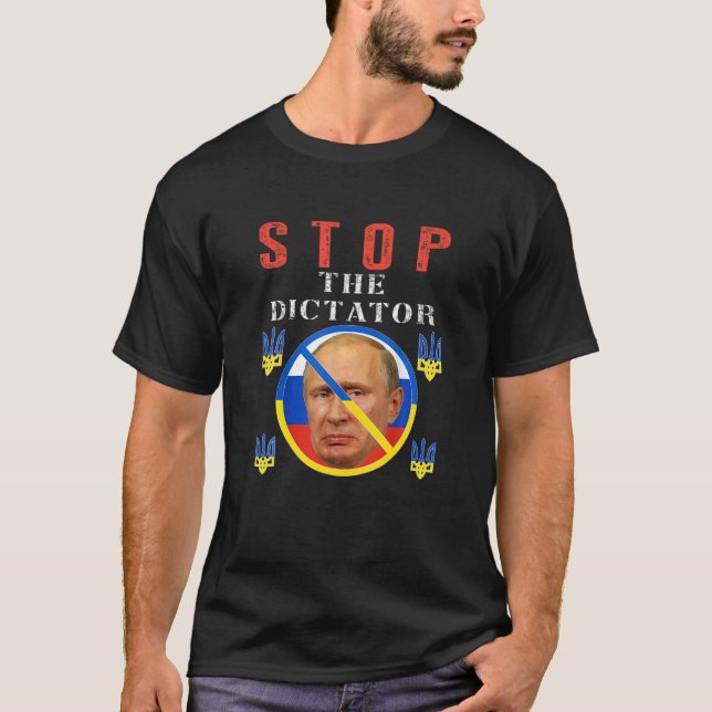 T-shirt Anti Poutine, Stop Poutine Ukraine Fierté Sans Dra (Devant)