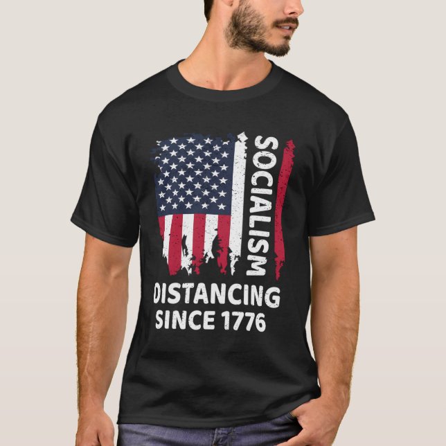 T-shirt Anti-socialisme drôle Socialisme Distances depuis  (Devant)
