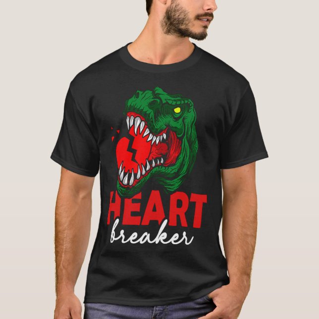 T-shirt Anti Valentines Day Single Heart Breaker T Rex Di  (Devant)