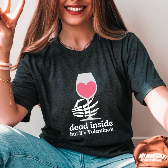 T-shirt Anti Valentine's Day Skeleton main Dead Inside (Créateur téléchargé)