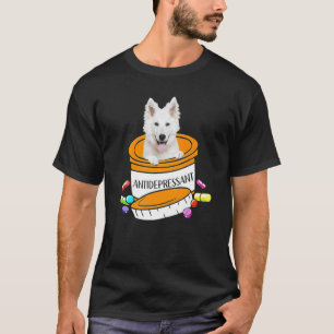 T-shirt Antidépresseur blanc berger allemand