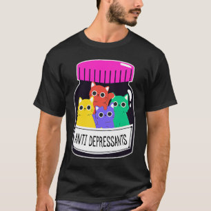 T-shirt Antidépresseurs Boîte à pilules avec Chats Antidép