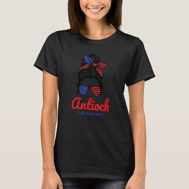 T-shirt Antioch California Retro Messy Bun (Devant)