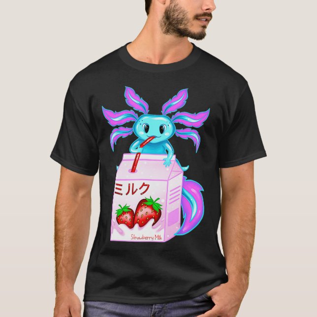T-shirt Aolotl fraise Lait Enfants Cute Kawaii Femmes (Devant)