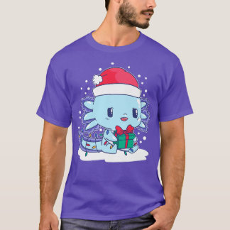 T-shirt Aolotl Santa Hat Xmas Lumières Cute Kawaii Aolotl