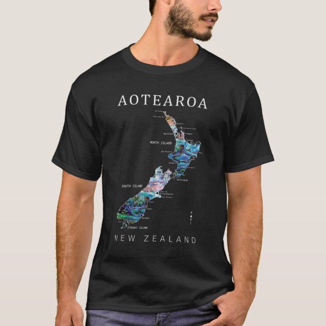 T-SHIRT AOTEAROA NEW ZEALAND KIWI CARTE (Devant)