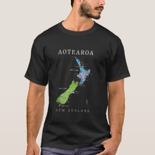T-SHIRT AOTEAROA NOUVELLE-ZÉLANDE KIWI CARTE FOUGÈRE PAUA