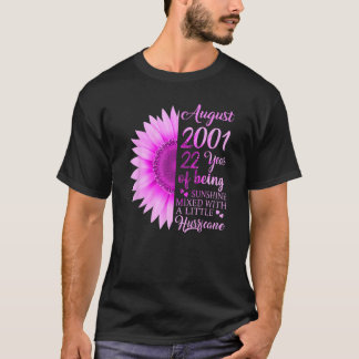 T-shirt Août Fille 2001 22e anniversaire 22 ans