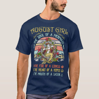 T-shirt Août Fille L'Âme D'Une Sirène Cadeau Vintage