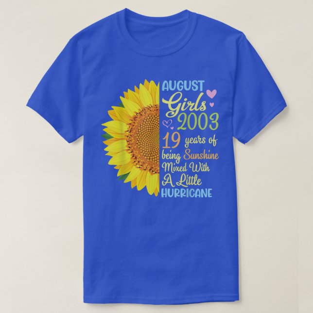 T-shirt Août Filles 2003 19 Ans D'Être Sunshine Mied  (Design devant)