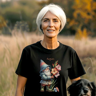 T-shirt Août personnalisé Mois de naissance Jardin Gnome