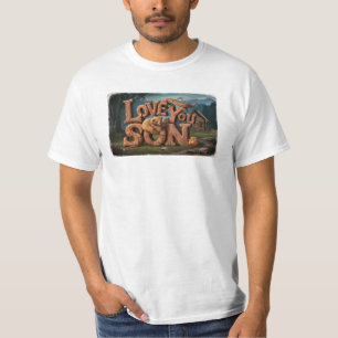 T-shirt *~* AP86 JE VOUS AIME FILS Fête des pères Rustique