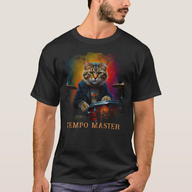 T-shirt *~* AP91 Hip Cool Cat DRUM Player Percussionniste (Devant)