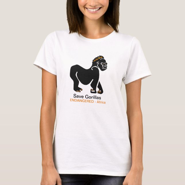 T-shirt Ape -Save GORILLAS -Conservation - faune - (Devant)