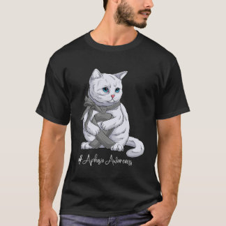 T-shirt Aphasia Awareness Month Gray Ribbon Cat