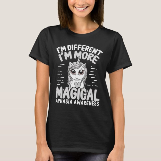 T-shirt Aphasie Sensibilisation Unicorn Gris Ruban (Devant)