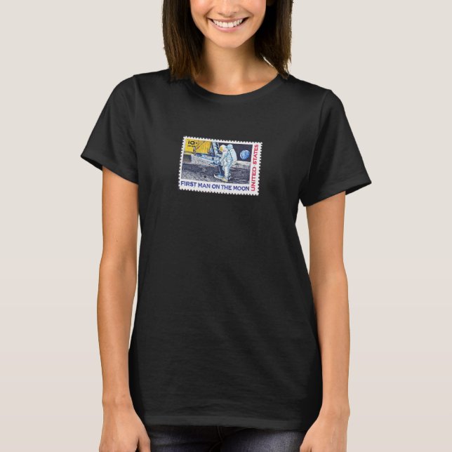 T-shirt Apollo 11 50ème Premier Homme Sur La Lune Timbre R (Devant)