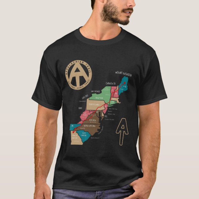 T-shirt Appalachian Trail Hiking Map  (Devant)