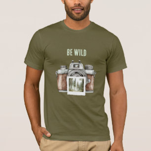 T-shirt Appareil Photo Arbres Aventure Be Wild
