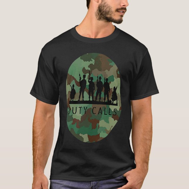T-shirt Appels de service Cool Camouflage Soldat Figurines (Devant)