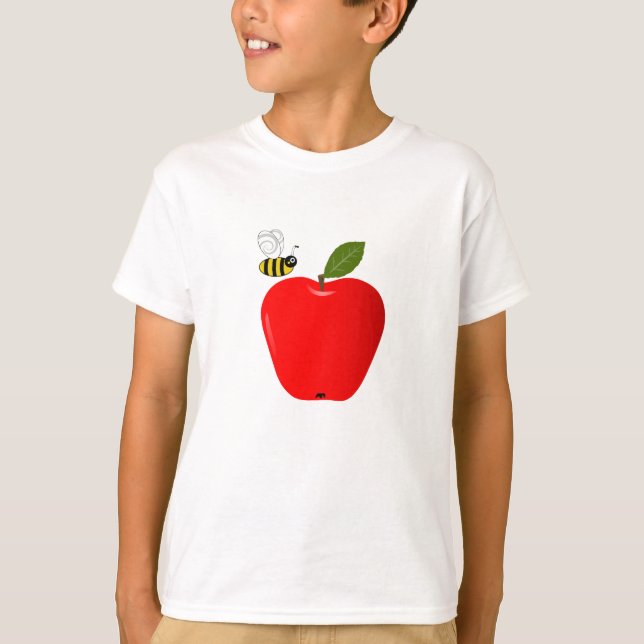 T-shirt Apple et abeille rouges de miel (Devant)