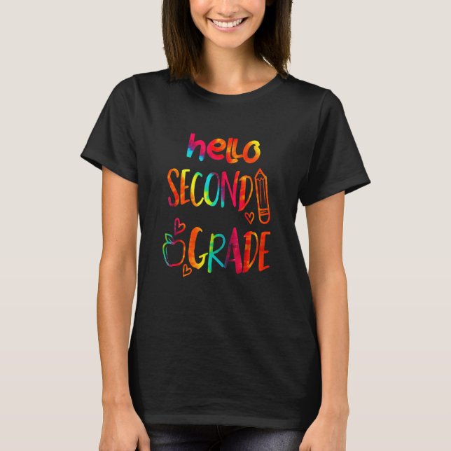 T-shirt Apple Hello Second Grade 2nd First Day Of School (Devant)