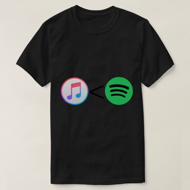T-shirt Apple Music&lt;Spotify Sticker (Design devant)