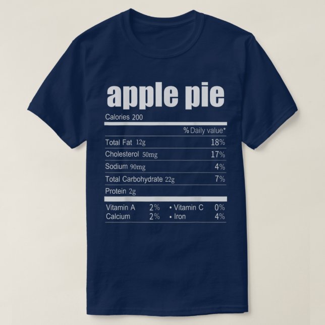 T-shirt Apple Pie Nutrition Facts Thanksgiving Drôle  (Design devant)