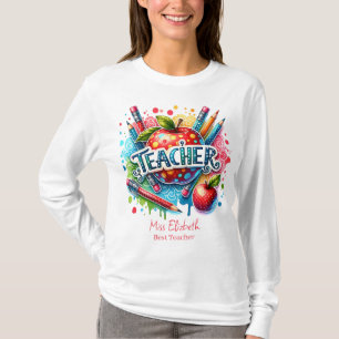 T-shirt Appréciation de l'enseignant en crayon coloré pers