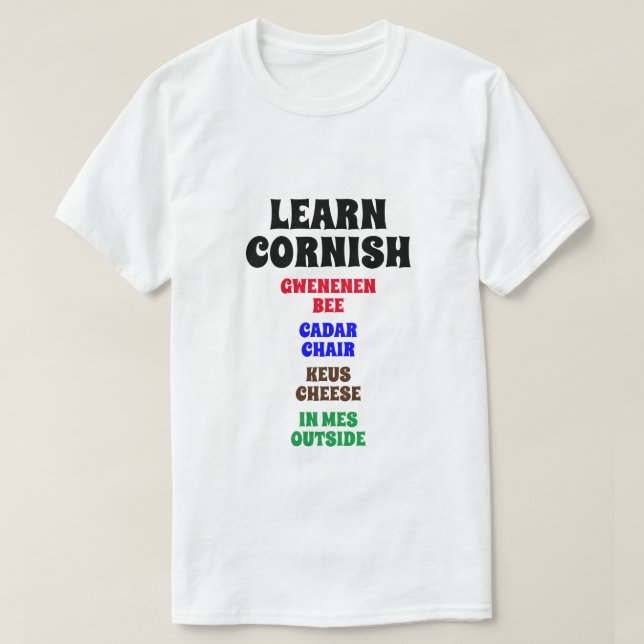 T-shirt Apprendre Cornouailles - Abeille, Chaise, Fromage, (Design devant)