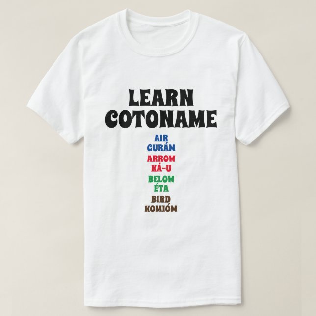 T-shirt Apprendre Cotonou- Air, Lit, Ci-Dessous, Oiseau (Design devant)