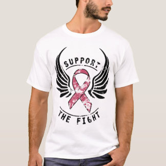 T-shirt Appui de conscience de cancer du sein la nervure