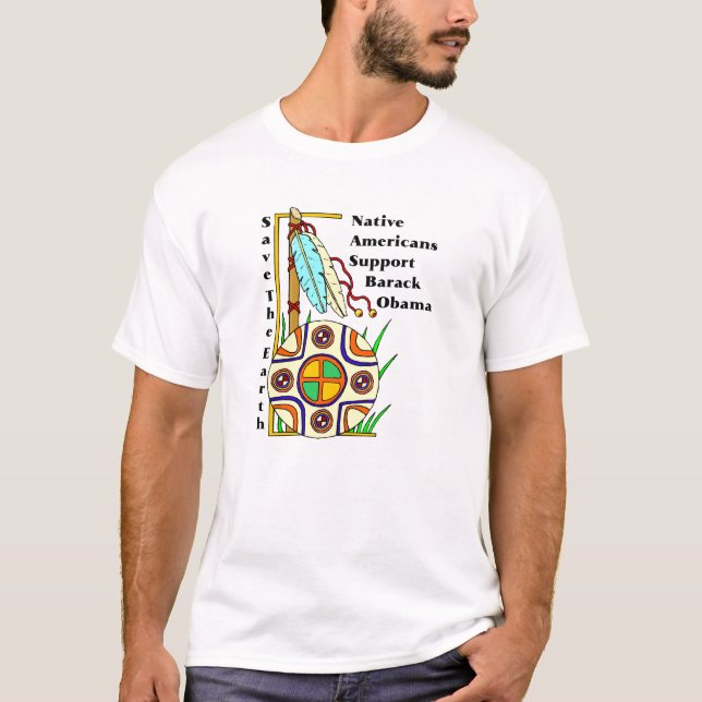T-SHIRT APPUI OBAMA DE NATIFS AMÉRICAINS (Devant)