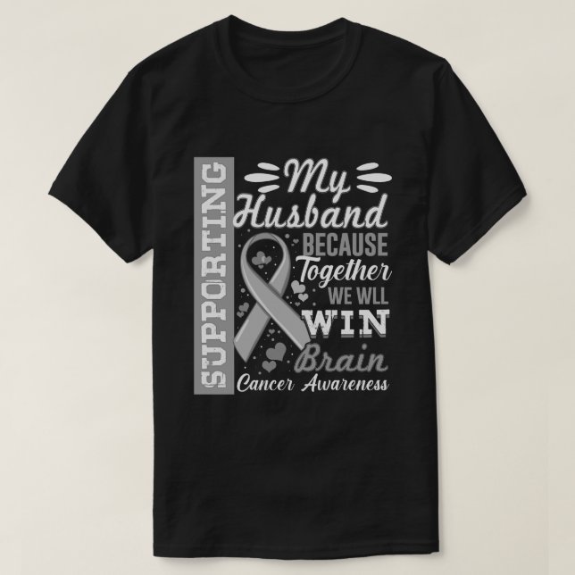 T-shirt Appuyer mon mari - Sensibilisation au cancer du ce (Design devant)