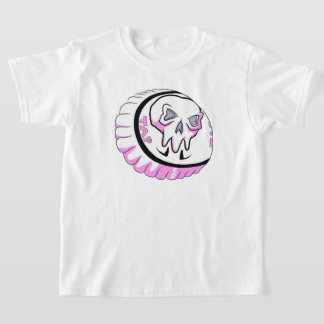 T-shirt Appuyez sur l'autocollant Capuche crâne rose