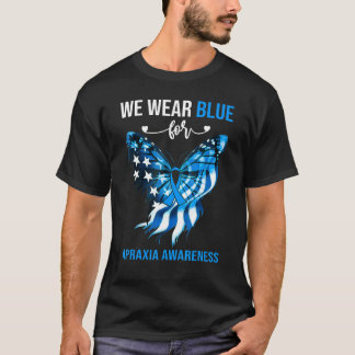 T-shirt Apraxia Awareness 4th July Blue Butterfly