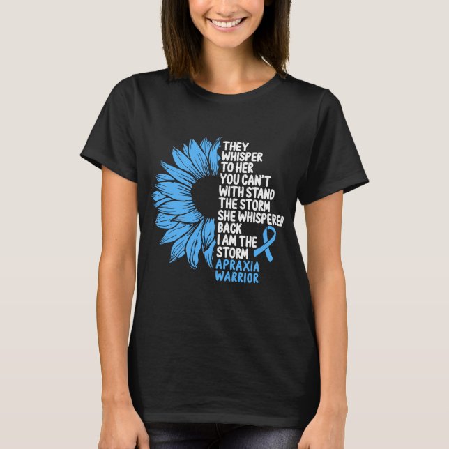 T-shirt Apraxia Sensibilisation Bleu Ruban la tempête (Devant)