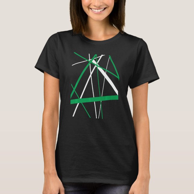 T-shirt Aqua Abstrait et Bandes Blanches sans joint Couper (Devant)