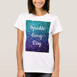 T-shirt Aqua bleu Ombre parties scintillant Étincelle tous