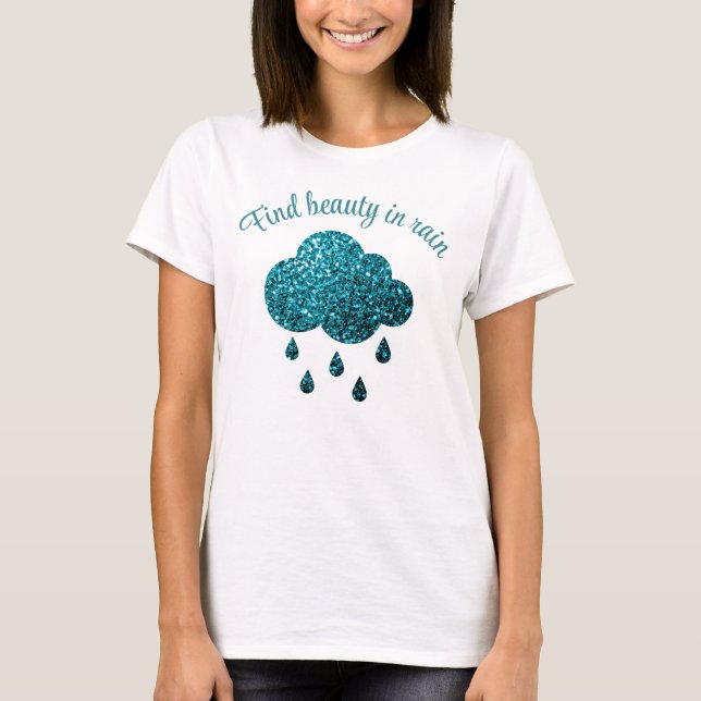 T-shirt Aqua Blue parties scintillant scintille Pluie Clou (Devant)