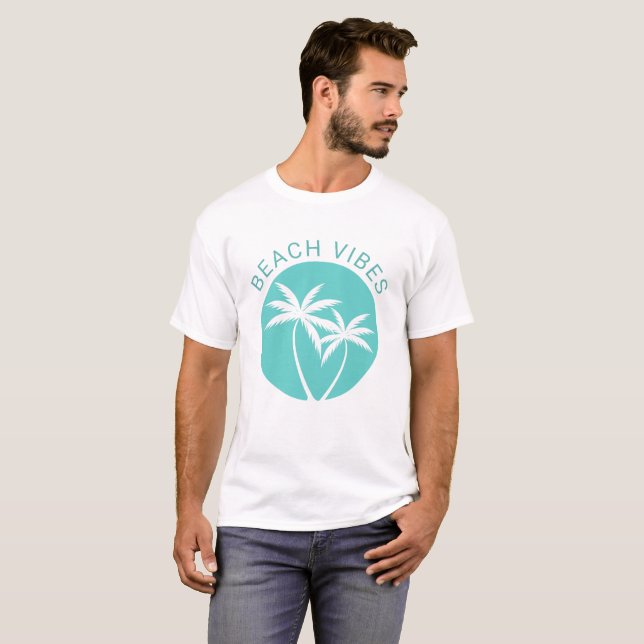 T-shirt Aqua Tropical Palm Logo Beach Vibes (Devant entier)