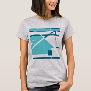 T-shirt Aqua Turquoise bleu géométrique Abstrait MCM Look
