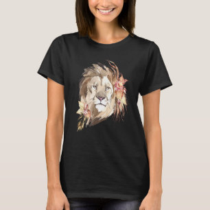 T-shirt Aquarelle africaine Lion I Big Chat I Fleur sauvag