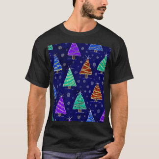 T-shirt Aquarelle Arbres de Noël : Motif forestier.