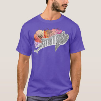 T-shirt Aquarelle Baleine à fleurs requin